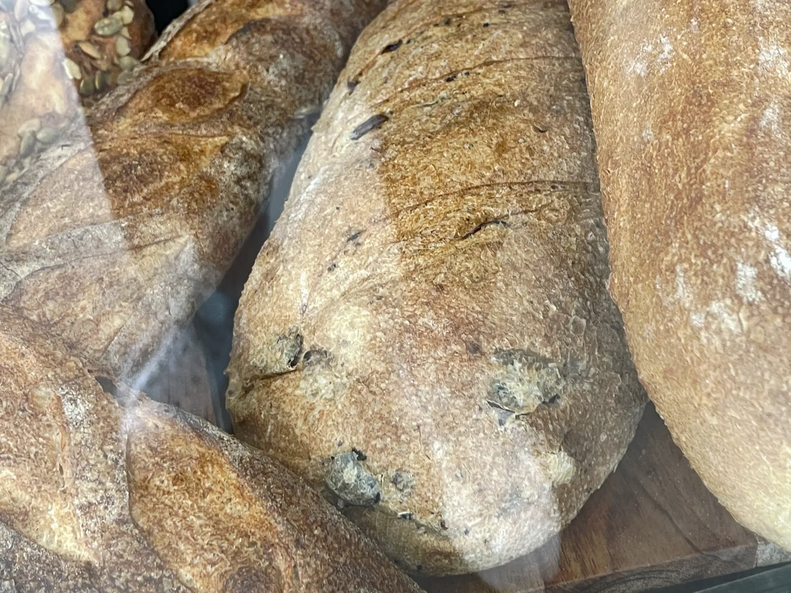 House-made bread loaves in the cabinet